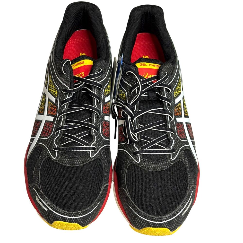 Asics Gel Chase Sneaker Shoe Mesh Leather Black White Red Men 14 NIB - Picture 3 of 12